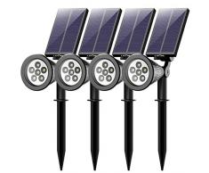 Mpow 4 Stücke 6 LED Garten Solarleuchten, Outdoor Wandleuchte, Litom(Untermarke von Mpow)Helle Garten Solar Licht,2 Beleuchtungsmodi, Wasserdicht,Sicherheitsbeleuchtung,Großes Außenlicht für Garte,Hof