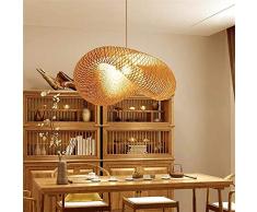 HJW Vintage Weben Kronleuchter Natürlichen Bambus Und Rattan Gewebt Hängeleuchten Käfig Hängelampe Kreative Rattan Der Vogelnest Kronleuchter, handgemachte Bambus Rattan-Lampe E27,D50cm