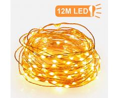 Sunnest 12M 120er USB Led Lichterkette Wasserdicht mit Schalter und USB-Port Stimmungslichter Lichterkette für Innen und Außen, DIY, Deko Lichterschlauch Warmweiß