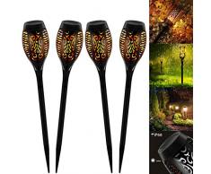 Solar Flammenlicht, Swonuk 4 Stück Solarleuchte Garten IP65 wasserdicht Solarlampe Gartenfackeln mit realistischen Flammen Automatische EIN/Aus Außen warmlicht
