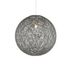 Große Hängelampe Kugel Papier-Geflecht 1-Flammig Hängeleuchte Pendelleuchte Schlafzimmerlampe (Pendellampe, Wohnzimmerlampe, 44 cm, Höhe 130 cm, Schlammgrau)