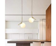 WLA Kleine Einzelkopf-Kronleuchter Nordic Glass Mond-Goldener Messingleuchter Restaurant Schlafzimmer Nachtnachtlicht Φ20cm Innenbeleuchtung