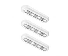 OxyLED Tap Schrankleuchten,Berührungsempfindliche Lampe,4 LED Touch Tap Licht,Stick on überall Licht drücken,Akku Berührungssensor LED Nachtlicht,batteriebetriebene Treppenlicht,180° Drehung,3 Pack