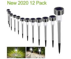 Solarleuchte Solar Gartenleuchte LED Wegleuchte Solarlampe 12 Stück Energiesparend IP65 Wasserdicht Edelstahl Ideal für Terrasse, Rasen, Garten Hofwege und Wege