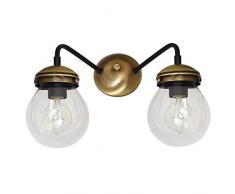 Formschöne Wandleuchte (Jugendstil, Messing, Klar, Kugelform, 2-flammig) Messingleuchte Jugendstillampe Flurlampe Wandlampe