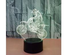 3D Stereoskopische Tischlampe Sieben-Farben-Vision Stereoskopische Lampe Led Gradient Touch Fernbedienung Tischlampe Fahren Motorrad Modellierung