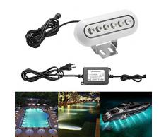1x QACA SET LED Unterwasserlicht Unterwasserbeleuchtung Kaltweiß 6000K-6500K Unterwasserstrahler Teichbeleuchtung Unterwasserleuchte Wasserdicht IP68 12W 169x66x26mm