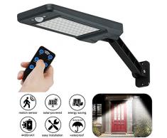Solar Lampe 60 LED 900LM Solar Wandleuchte mit Fernbedienung, Solarlampen für außen, Solarbewegungs-Sensor-Sicherheits-Lichter IP65 wasserdicht Wand-Lichter mit drehbaren installierten Stents