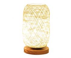 FLOX Nachttischlampe, minimalistische Massivholzschnur Rattan Tischlampe Nachttischlampe, runde einfache Schreibtischlampe, Nachttischlampe (14 x 23 x 12 cm)