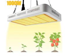 Derlights LED Pflanzenlampe 1000W Grow Lampe Pflanzenlicht Vollspektrum LED Grow Light mit IR UV wachstumslampe für Pflanzen Gewächshaus Samen Knospe Gemüse und Blüte