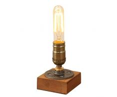 INJUICY Loft Vintage Industriell Edison Hölzern Metall Schmiedeeisen Schreibtischlampen Antiken Steampunk Tischlampe Schreibtisch Licht Tisch für Café Balkon Nachttisch Flur Schlafzimmer Wohnzimmer