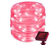 cuzile 50 LED Solar Lichtschlauch rot Lichterkette Outdoor Wasserdicht ideal für Dekorationen Weihnachten Garten Rasen Terrasse Hochzeiten Parteien