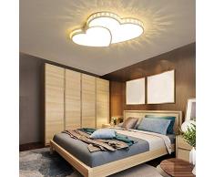 Beautiful Home Decoration Lamps LED-Kristalldeckenlampe 24W Dimmbare mit Fernbedienung Indoor-Lampen, Doppel-Herz-Form-Entwurf, weiße Deckenleuchte-Jungen-Mädchen-Schlafzimmer Wohnzimmer Lampe, 52 * 4