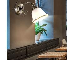 Wand Leuchte Landhaus Stil Beleuchtung Alt Messing Glas Lampe satiniert im Set inkl LED Leuchtmittel
