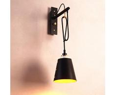 SB-61167, Amerikanische Industriewandleuchte, Wandleuchte mit rundem Schirm, Wandleuchten aus schwarzem Metall, Leuchten für Schlafzimmer, Wohnzimmer, Restaurant, in der Höhe verstellbare Wandleuchte