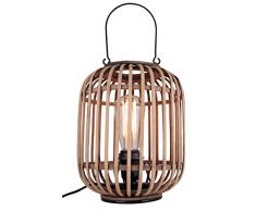 Dekorative Nature Tischleuchte, 1x E27 max. 60 Watt aus Metall/Rattan in hellbraun/schwarz