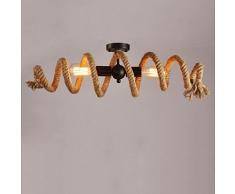 Modeen E27 Eisen Hanf Seil Doppelte Kopf Vintage hängende Anhänger Deckenleuchte Lampe industrielle Retro Country Stil Speisesaal Restaurant Bar Cafe Beleuchtung AC240V