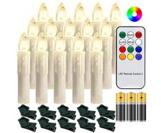 Hengda 30 Stück LED Weihnachtskerzen mit Fernbedienung RGB Kerzen Lichterkette mit Batterien Christbaumkerzen Kabellos LED Kerzenlichter Weihnachts