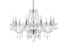 Dst Marie Therese Retro Klar Kristall & Glas 10 Zweig Pendelleuchte Kronleuchter Durchmesser 80cm Höhe 60cm Kette 60cm