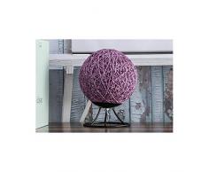 ZSKJ Nachttischlampe, einfache Massivholzlampe, Rattan Ball energiesparende Nachttischlampe - perfekte LED Nachtlicht Wohnzimmer Schlafzimmer Küche Home Restaurant Bücherregal Dekoration Lampe (Lila)