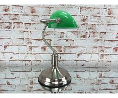 Bankerlampe Schreibtischlampe Bankers Lamp Tischleuchte Antik grün / silber matt gebürstet