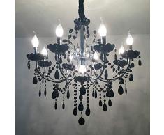 Amerikanische Vintage-Schmiedeeisen Kronleuchter Kristall Lampe schwarz industrieller Wind kreative Studie Schlafzimmer Wohnzimmer im europäischen Stil Kronleuchter Lampe, schwarz 8