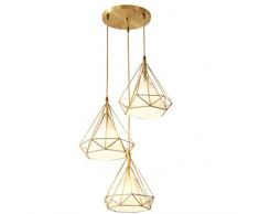 PLJQ Led Kronleuchter Pendelleuchte Deckenleuchte Modern Anhänger Luxuriös 3 Köpfe Decke Deckenbeleuchtung Für Küche Flur Wohnzimmer Schlafzimmer,Gold