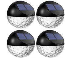 Liseng Solar-Zaunlicht mit Fischschuppen-ähnlichem Lichteffekt, Automatisches An/Aus, Wasserdichtes Zaunlicht für Außenbereich, Garten, Terrasse, Hof, Weg, Treppe, Tor, Wand (4 Stück)