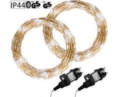 VOLTRONIC 50 100 200 LED Lichterdraht Lichterkette, GS geprüft, mit Timer, für innen und außen, IP44, erhältlich in: warmweiß kaltweiß bunt warmweiß+kaltweiß, Outdoor