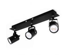 Aufbauleuchte Deckenleuchte Aufputz 1 x VENICE Schwarz 3-Flammig IP20 GU10 Fassung,Deckenleuchte Strahler Deckenlampe Kronleuchter aus Stahl, horizontal und vertikal einstellbar - ohne Leuchtmittel