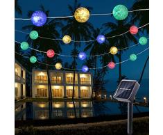 Solar Lichterkette Aussen, BrizLabs 7M 50 LED Kugeln Lichterkette Außen Bunt Knistern Kristall Solarlichterkette Wasserdicht 8 Modus Weihnachten Beleuchtung für Garten, Balkon, Terrasse, Hof, Party