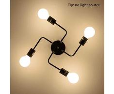Jbsceen Vintage Industriestil Deckenleuchte, Schmiedeeisen Innenbeleuchtung Deckenleuchte Retro Wohnzimmer Esszimmer Lampe Beleuchtung, Ohne Glühbirne (4 Heads)