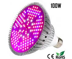 Derlights Led Pflanzenlampe E27 100W Vollspektrum Pflanzenlampen 150 LEDs Pflanzenleuchte Wachstumslampe für Pflanzen Gewächshaus Zimmerpflanzen, Blüte, Blumen und Gemüse [Energieklasse A+++]