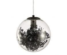 YYM Glass Round Pendant Deckenleuchte Schmiedeeisen Kronleuchter Fitting Clear Sphere Lampenschirm Metall Kronleuchter Lichter Shades Decke 12W Gold Silber Schwarz,Black,30CM6000K