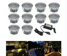 Terrassen Einbaustrahler - 10er Set Treppen Bodeneinbauleuchten Aussen 1W Ø45mm Boden Licht IP67 Wasserdicht Warmweiß Außen Led Einbauleuchte für Terrasse Küche Garten Gehweg Schrank Holzbrücke