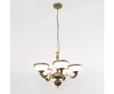 Elegante Hängeleuchte rund Ø65cm Messing Antik Glas 5-flmg Kronleuchter Jugendstil Wohnzimmer Esstisch