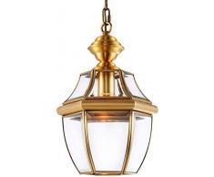 Raelf Antike Messingleuchter Weinlese-Kupfer-Leuchter E27 LED-Glas-Deckenleuchte Außenbeleuchtung Beleuchtung Bar Korridor Garten Balkon Beleuchtung Kronleuchter Hängelampe