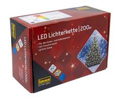 Idena 8325066 - LED Lichterkette mit 200 LED in warm weiß, mit 8 Stunden Timer Funktion, Innen und Außenbereich, für Partys, Weihnachten, Deko, Hochzeit, als Stimmungslicht, ca. 27,9 m