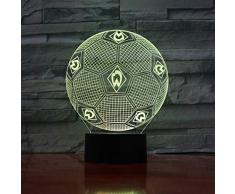 7 Farben Ändern 3D Illusion Lampe Sportverein Fußball Nachtlichter 3D Schreibtisch Licht Luminaria Werder Bremen Fußballlampe