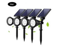 4x LED Solar Strahler Gartenleuchten Warmweiß Landscape Spotlight für Garten Beleuchtung