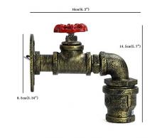 GOG Wasserleitungs-Wandleuchte-industrieller Art-Rost-Farbe einzelne Metallschmiedeeisen-Wandleuchte Entwurfs-roter Knopf-Innenbeleuchtung dekorative Wasserlampe Restaurant Treppenhaus-Wohnzimmer-Flu