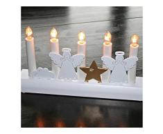 Design LED Holz-Leuchter Schwibbogen LichterbogenEngel + Stern weiß Modern