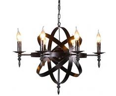 Dagea Schloss Stil Mittelalterliche Anhänger Deckenleuchte - Rund Kerze Kronleuchter Black Metal Rustikaler Stil Schmiedeeisen Hängeleuchten Für Wohnzimmer Flur 6 Leuchten