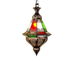 Orientalische Lampe Pendelleuchte Bunt Abdi 60cm E27 Lampenfassung | Marokkanische Design Hängeleuchte Leuchte aus Marokko | Orient Lampen für Wohnzimmer Küche oder Hängend über den Esstisch