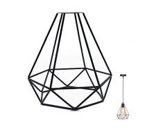 DeeCozy Lampenschirm,Vintage Käfig Lampenschirm Retro Metall Schmiedeeisen Lampenfassung DIY Leuchte Ersatz für Pendelleuchte Wandleuchte für Küchen Loft Flur Schlafzimmer Bar Café (Diamanttyp)