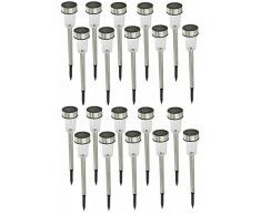 Set LED Solarleuchten aus Edelstahl - Solarleuchte Solarlampe Garten Außen (20)