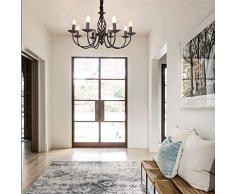 Antik Pendelleuchte Schatten Rustikale Französische Klassische Aristokratische Anhänger Kerze Schwarz Kronleuchter Landhausstil Im Europäischen Wohnzimmer Pendellampe, E14 Hängeleuchte,Rust,8heads