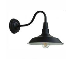 E27 Vintage Außen-Wandleuchte Schwarz Wandlampe Gartenlampe Wasserdicht IP23 Antik Industrial Hoflampe Esszimmer Lampe Eisen Glas Lampenschirm für Treppen Park Balkon Schlafzimmer