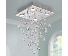 Bestier Moderne Kristall Regentropfen Kronleuchter Beleuchtung Unterputz LED Deckenleuchte Leuchte Pendelleuchte für Esszimmer Badezimmer 4 GU10 LED Birnen Erforderlicher Durchmesser 30cm Höhe 50 cm
