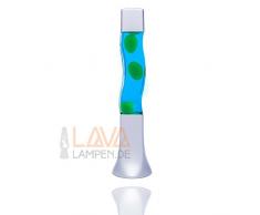 Quadratische Lavalampe Beckster, Flüssigkeit blau, Wachs grün 41cm hoch Lavaleuchte